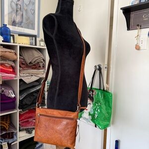 Jack Georges Voyager Embossed Leather Slim Crossbody Bag